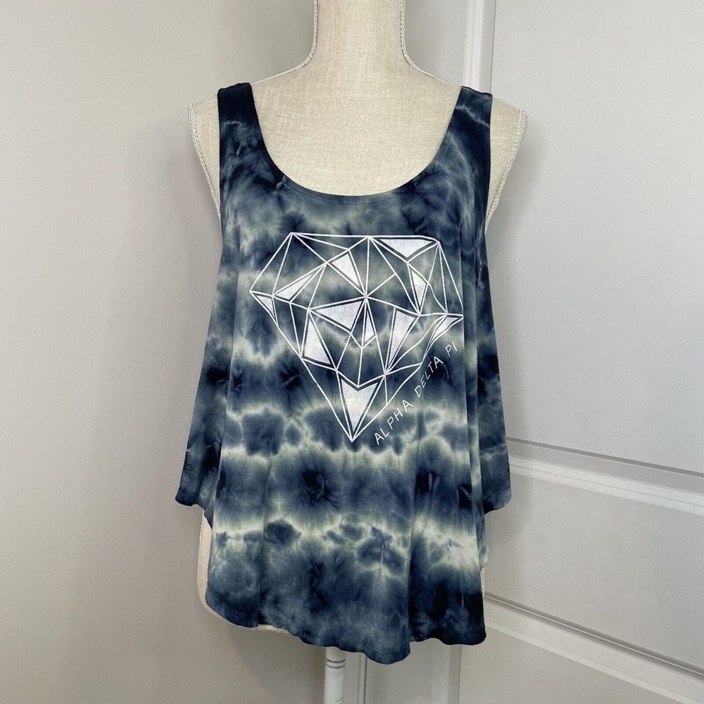Venley Alpha Delta Pi Tie Dye Blue Tank Top Sorority Rushing Size Small College